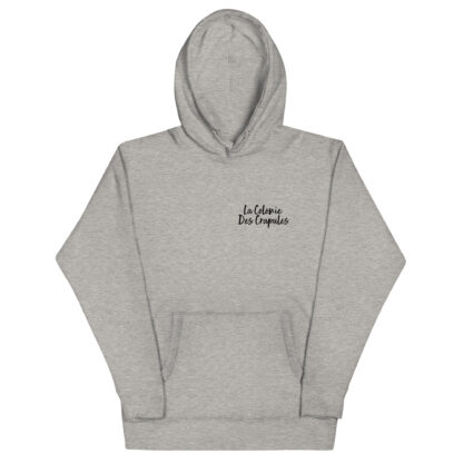Sweat à Capuche Unisexe, écriture La Colonie Des Crapules noire avant, logo arrière – Image 13