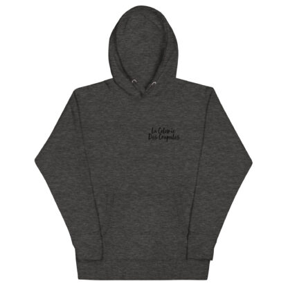 Sweat à Capuche Unisexe, écriture La Colonie Des Crapules noire avant, logo arrière – Image 3