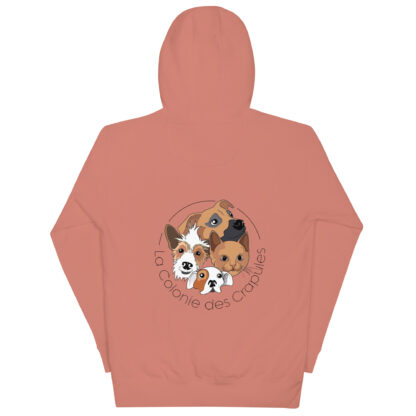 Sweat à Capuche Unisexe, écriture La Colonie Des Crapules blanc avant, logo arrière – Image 16