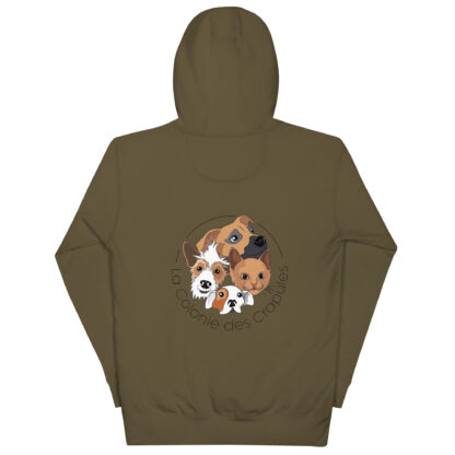 Sweat à Capuche Unisexe, écriture La Colonie Des Crapules noire avant, logo arrière – Image 10