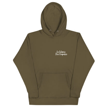 Sweat à Capuche Unisexe, écriture La Colonie Des Crapules blanc avant, logo arrière – Image 13