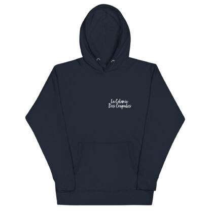 Sweat à Capuche Unisexe, écriture La Colonie Des Crapules blanc avant, logo arrière – Image 3