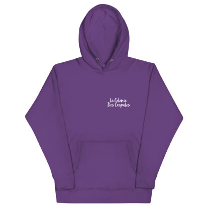 Sweat à Capuche Unisexe, écriture La Colonie Des Crapules blanc avant, logo arrière – Image 11