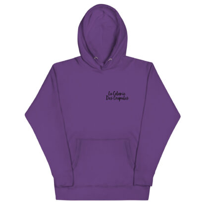 Sweat à Capuche Unisexe, écriture La Colonie Des Crapules noire avant, logo arrière – Image 7
