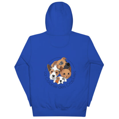 Sweat à Capuche Unisexe, écriture La Colonie Des Crapules blanc avant, logo arrière – Image 10