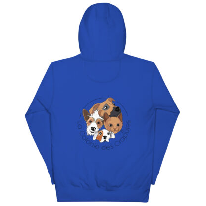 Sweat à Capuche Unisexe, écriture La Colonie Des Crapules noire avant, logo arrière – Image 6