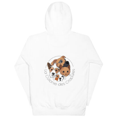 Sweat à Capuche Unisexe, écriture La Colonie Des Crapules noire avant, logo arrière – Image 16